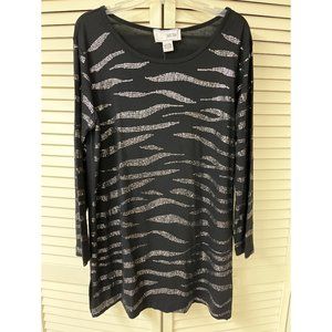 Joan Vass Tunic Shirt 3 XL 14 16 Black Silver